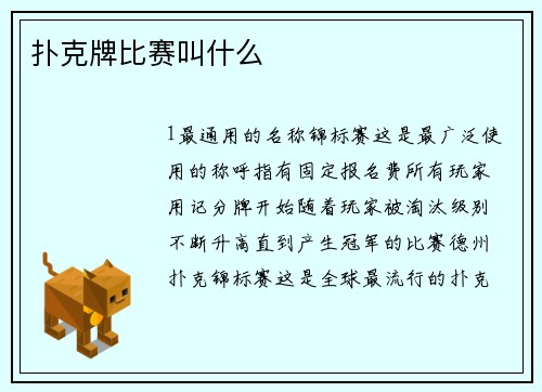 扑克牌比赛叫什么